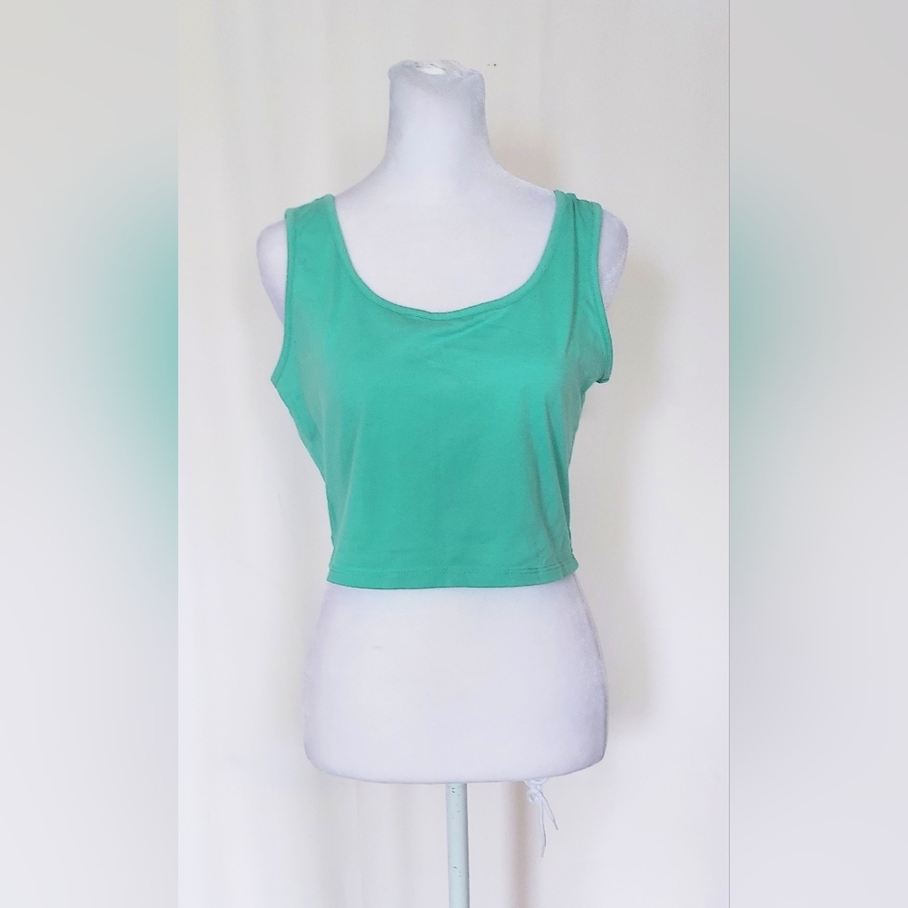 Fifth Parallel Threads Cropped Tank Top Green Size Large